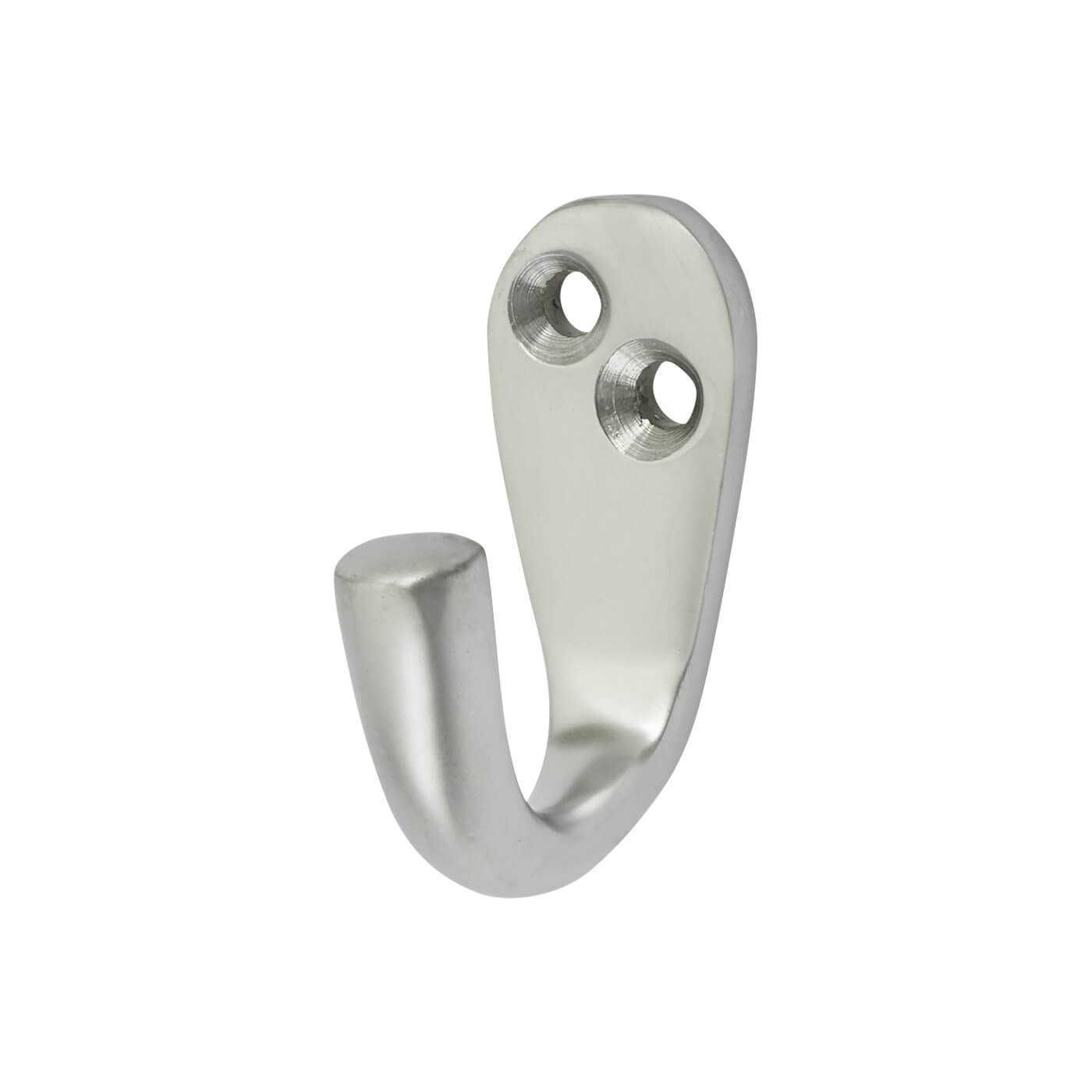 Solid Brass Single Coat Hook - 43 x 17mm - Satin Chrome - view 2