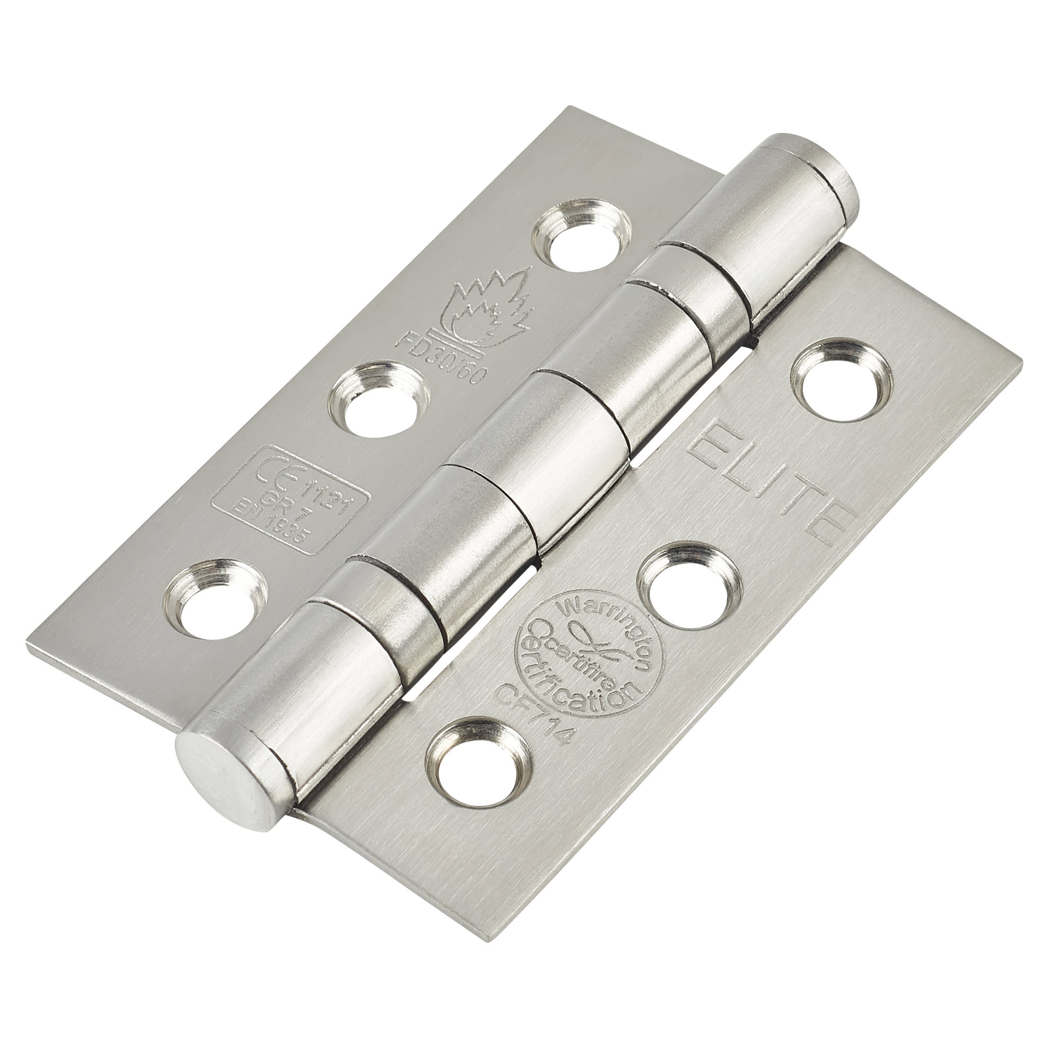 Twin Ball Bearing Grade 7 Butt Fire Door Hinge - 76 x 51 x 2mm - Satin Stainless Steel - Pair - view 2