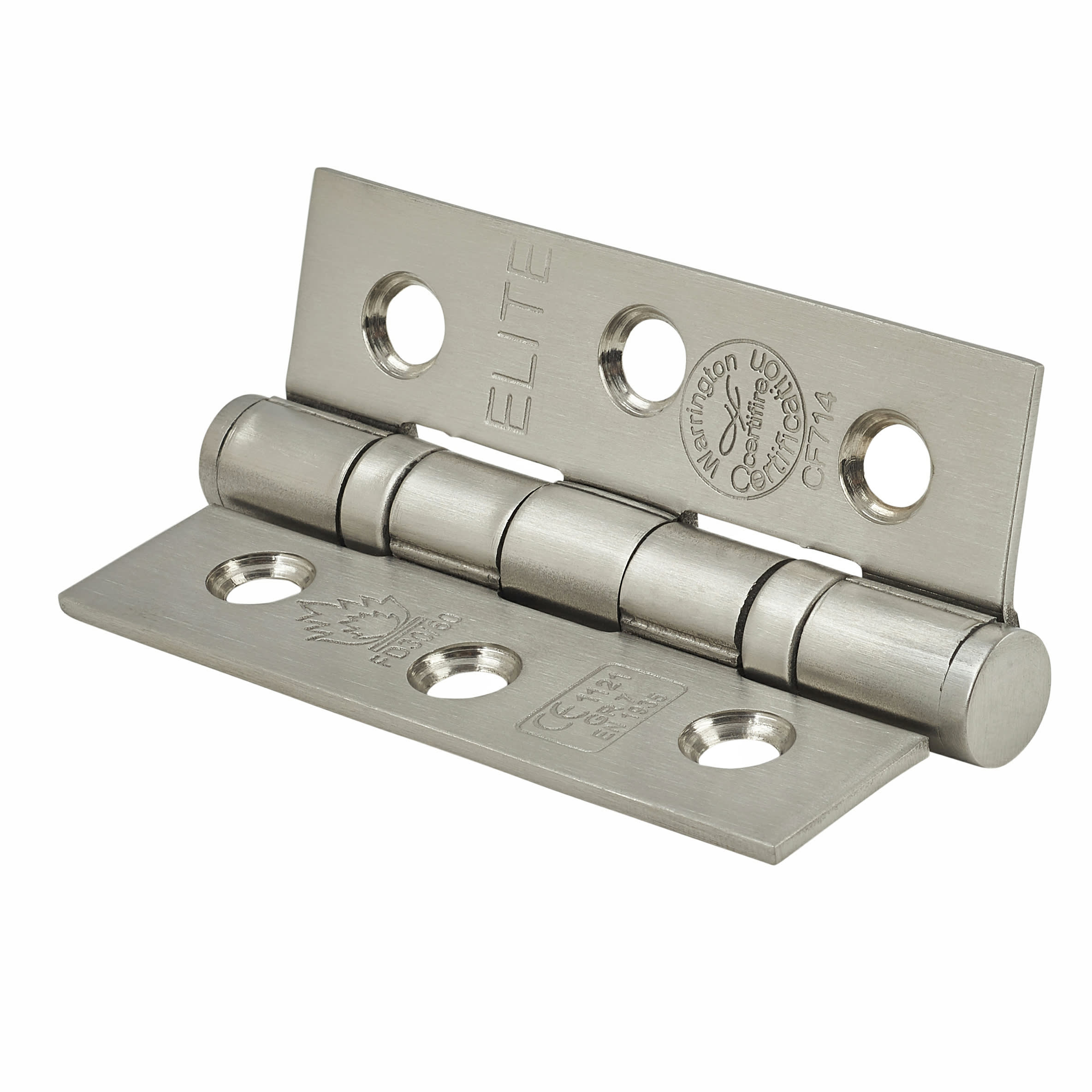Twin Ball Bearing Grade 7 Butt Fire Door Hinge - 76 x 51 x 2mm - Satin Stainless Steel - Pair - view 3