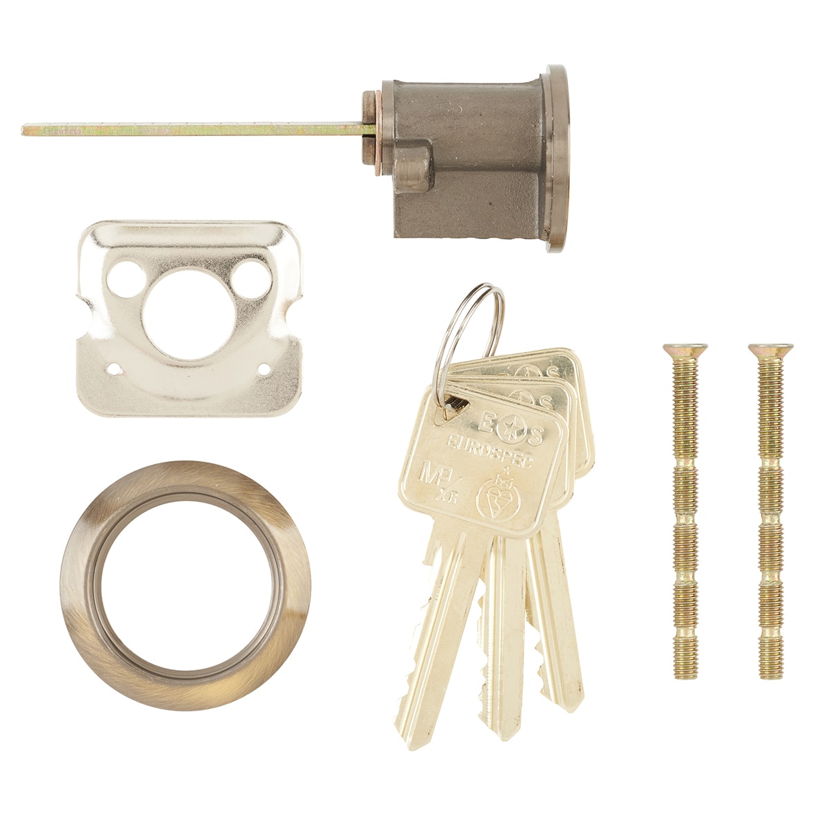 1 Star 6 Pin Replacement Rim Cylinder - Antique Brass - Keyed to Differ - view 2