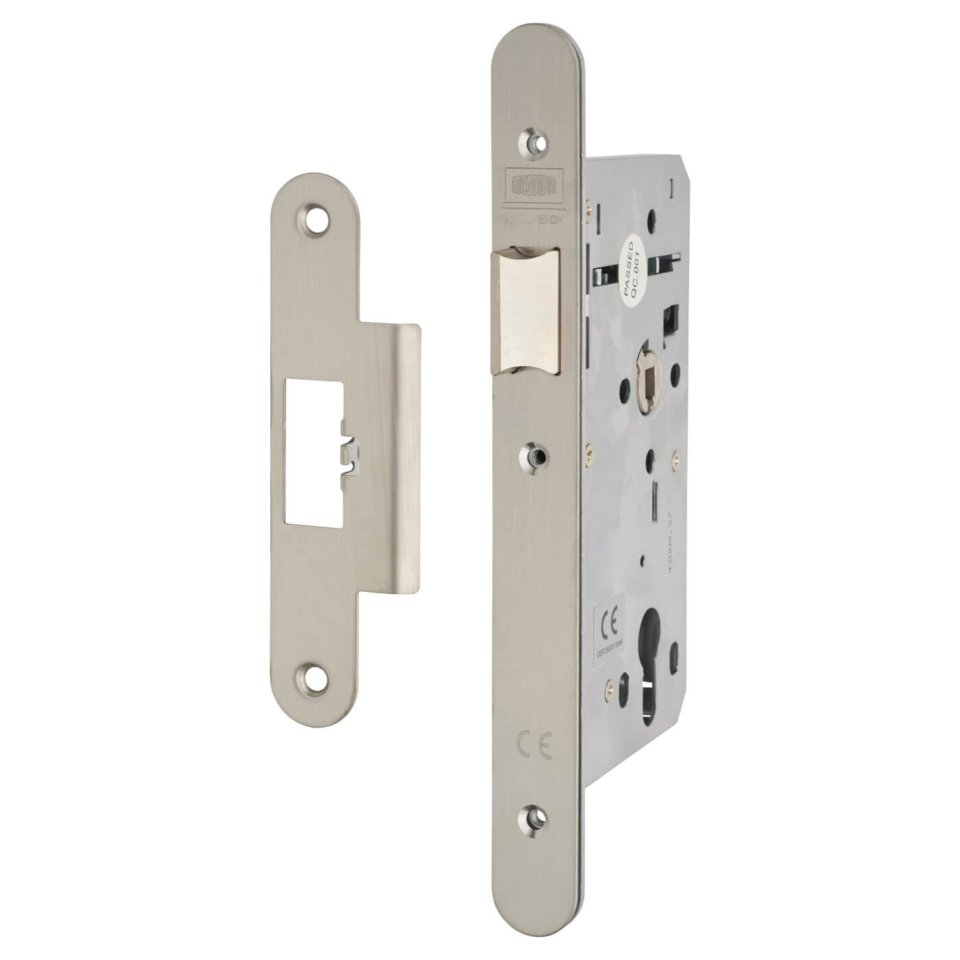 Heavy Duty DIN Latch - 90mm Case - 60mm Backset - Radius - Satin Stainless Steel - view 2
