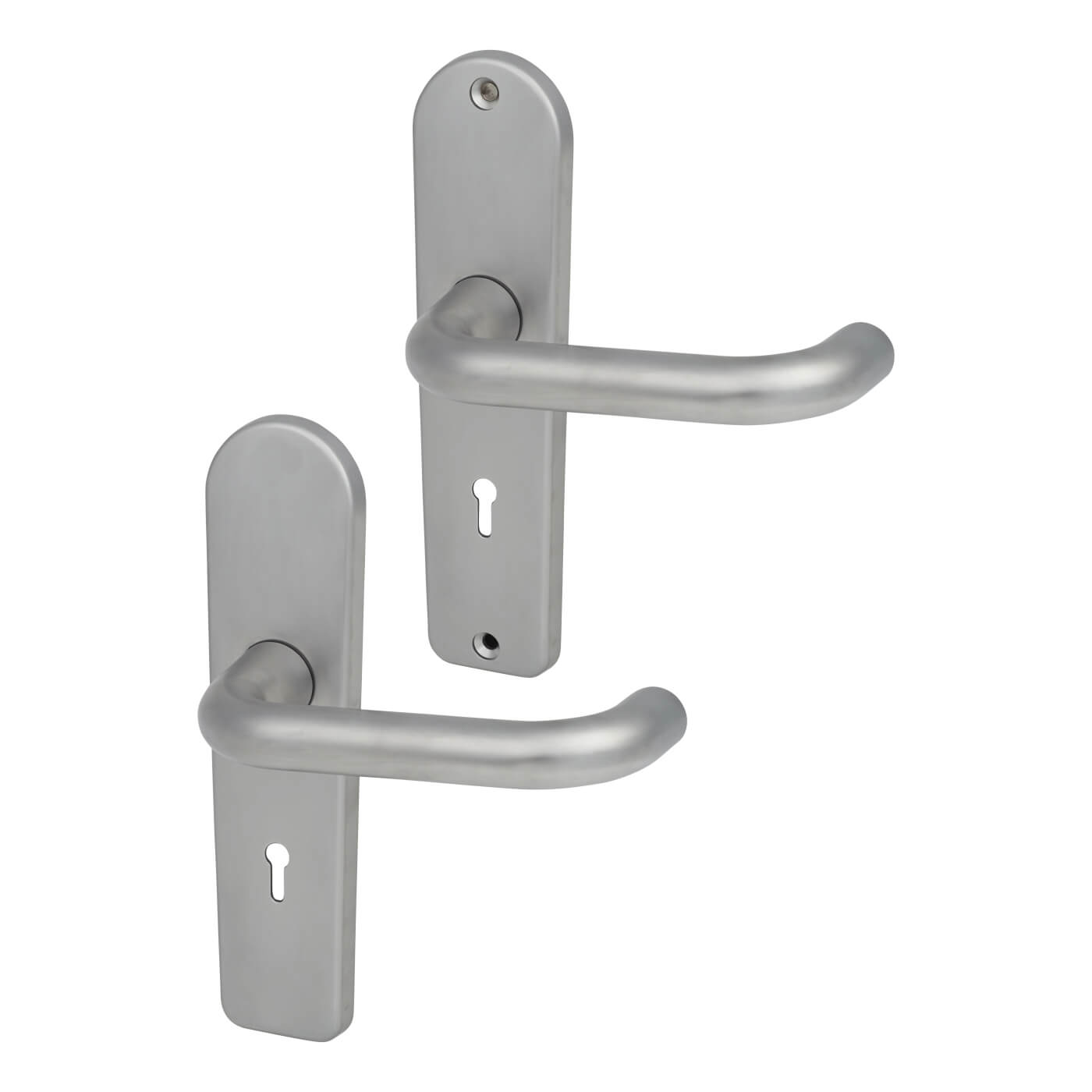 Satin Stainless Steel Return to Door Keyhole Lock Door Handles - 3K70 Range - 200 x 50mm - view 2