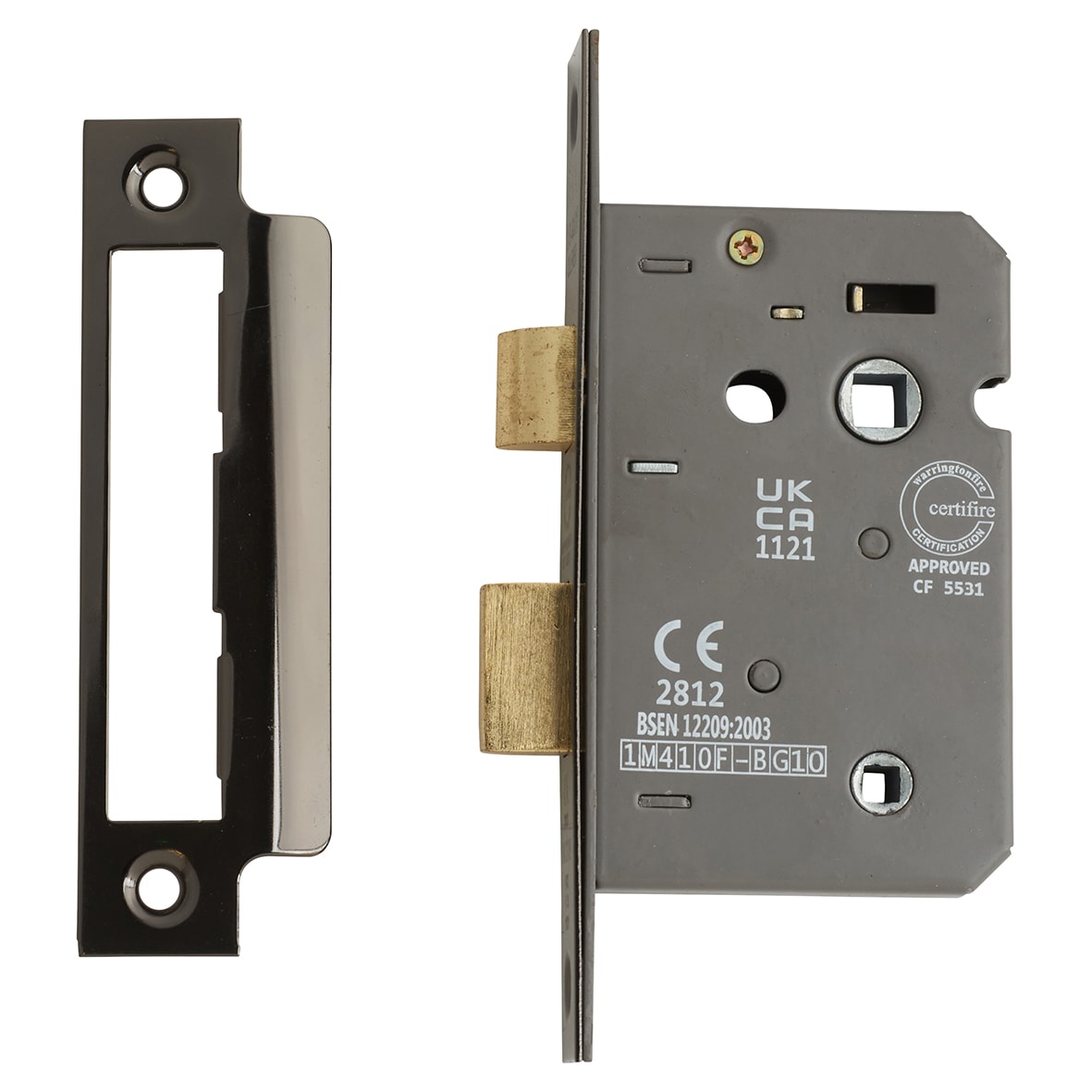 Bolt Through Bathroom Lock - 63mm Case - 45mm Backset - Square - Black Nickel - view 2