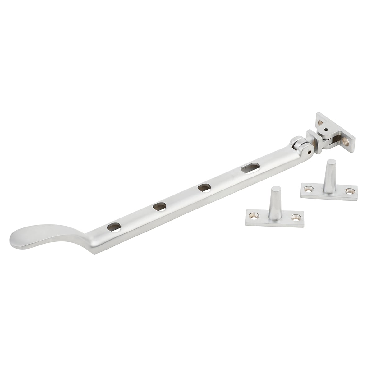 Victorian Casement Window Stay - 10"/250mm Length - Soft Satin Chrome - view 2