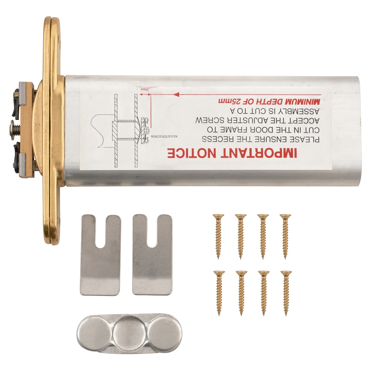 Perkomatic R85 Hydraulic Concealed Chain Door Closer - Radius Plate - Polished Brass - view 5