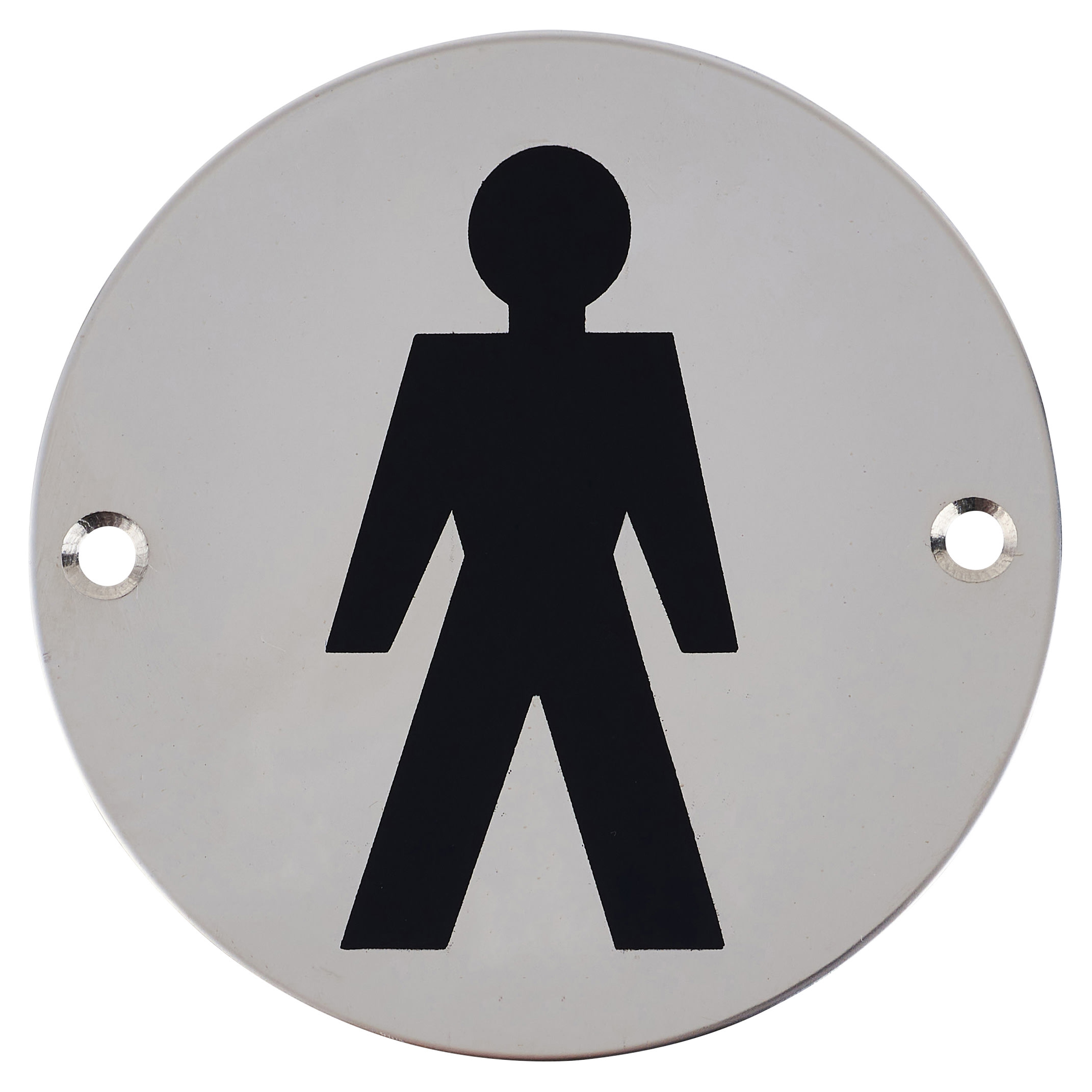 Mens Toilet Door Sign - 75mm Diameter - Polished Stainless Steel - view 2