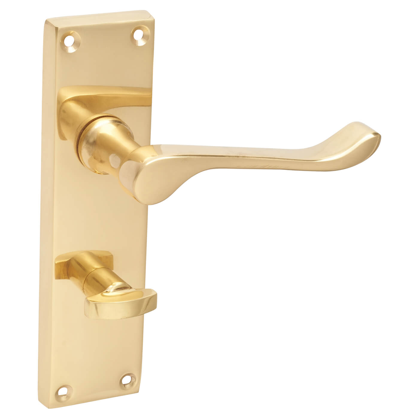 Polished Brass Victorian Scroll Bathroom Door Handles - 155 x 42mm - view 5