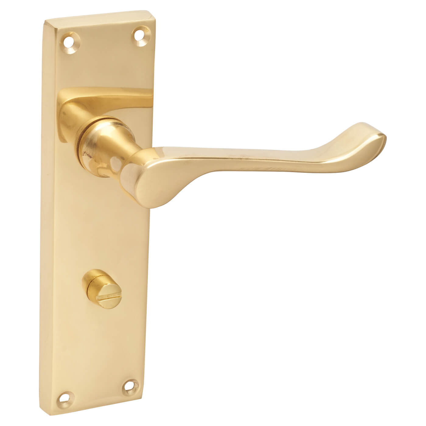 Polished Brass Victorian Scroll Bathroom Door Handles - 155 x 42mm - view 6
