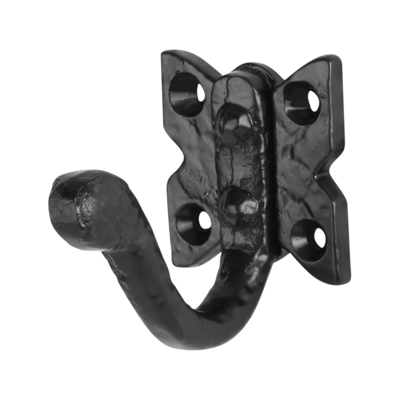 Blacksmith Single Coat Hook - 60 x 56mm - Antique Black Iron - view 2