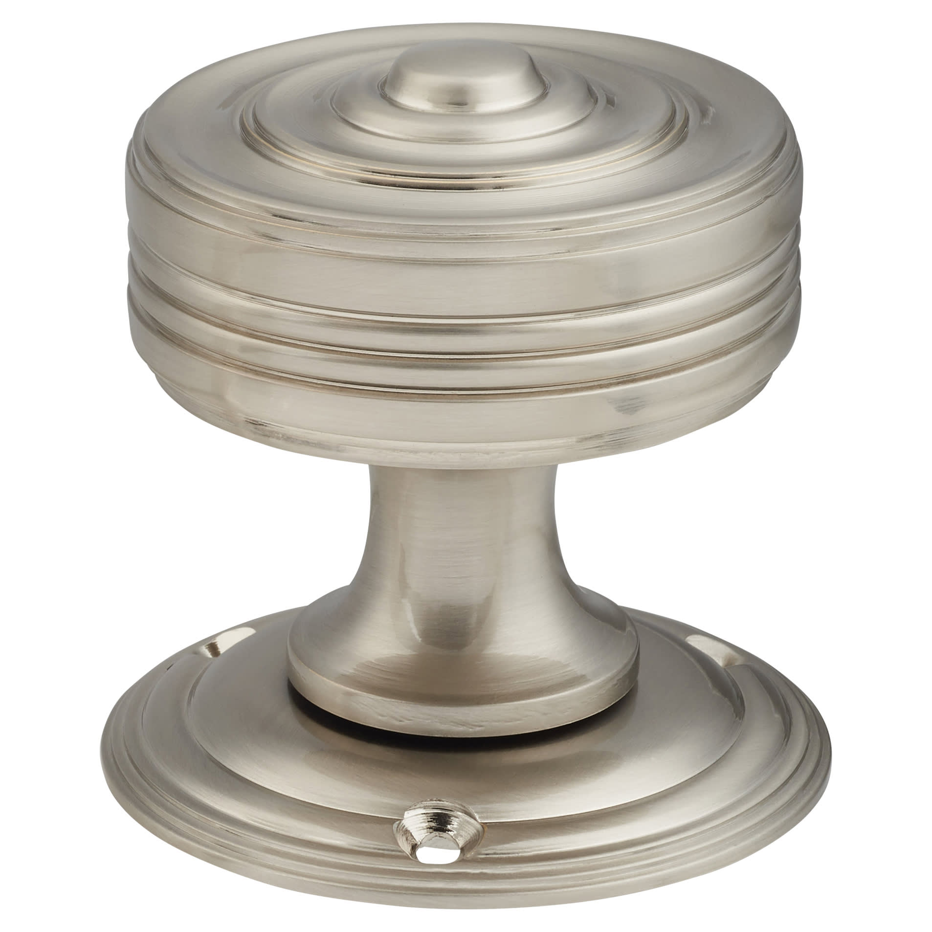 Satin Nickel Georgian Ringed Mortice Door Knob - 55mm Rose Diameter - view 2