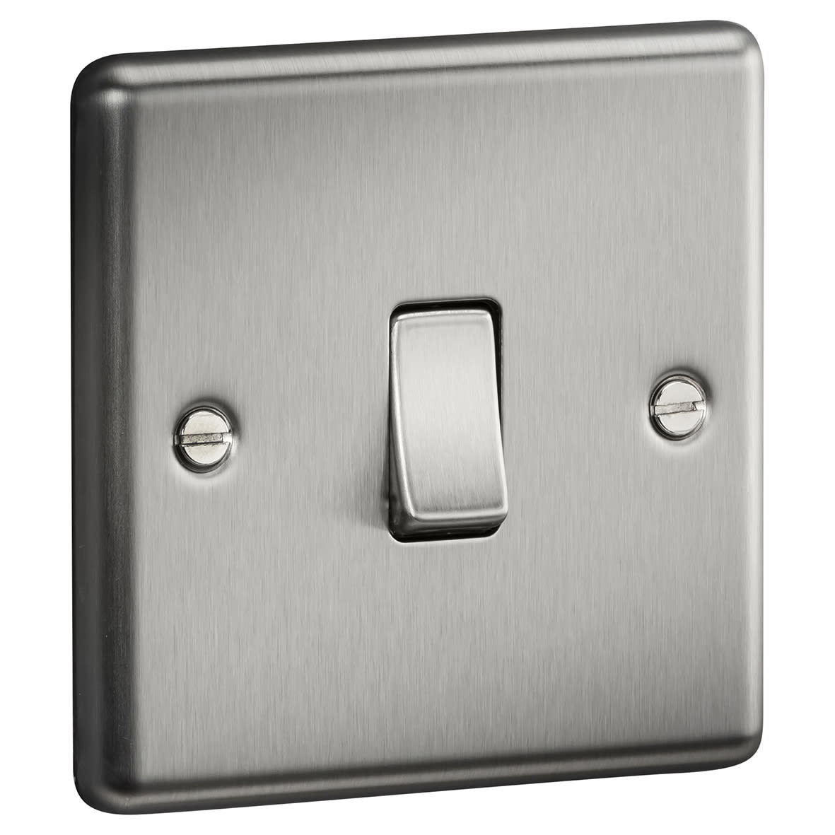 10AX 1 Gang 2 Way Round Edge Light Switch - Brushed Chrome - view 2