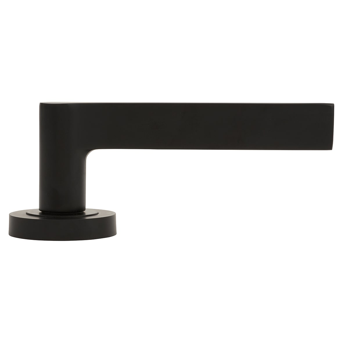 Matt Black Fire Rated Door Handles on Round Rose - Geo Range - view 3