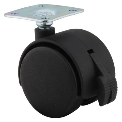Mini Twin Wheel Castor - Swivel Braked - 30kg Max Weight - 40mm Diameter - Black - Pack of 4 - view 2