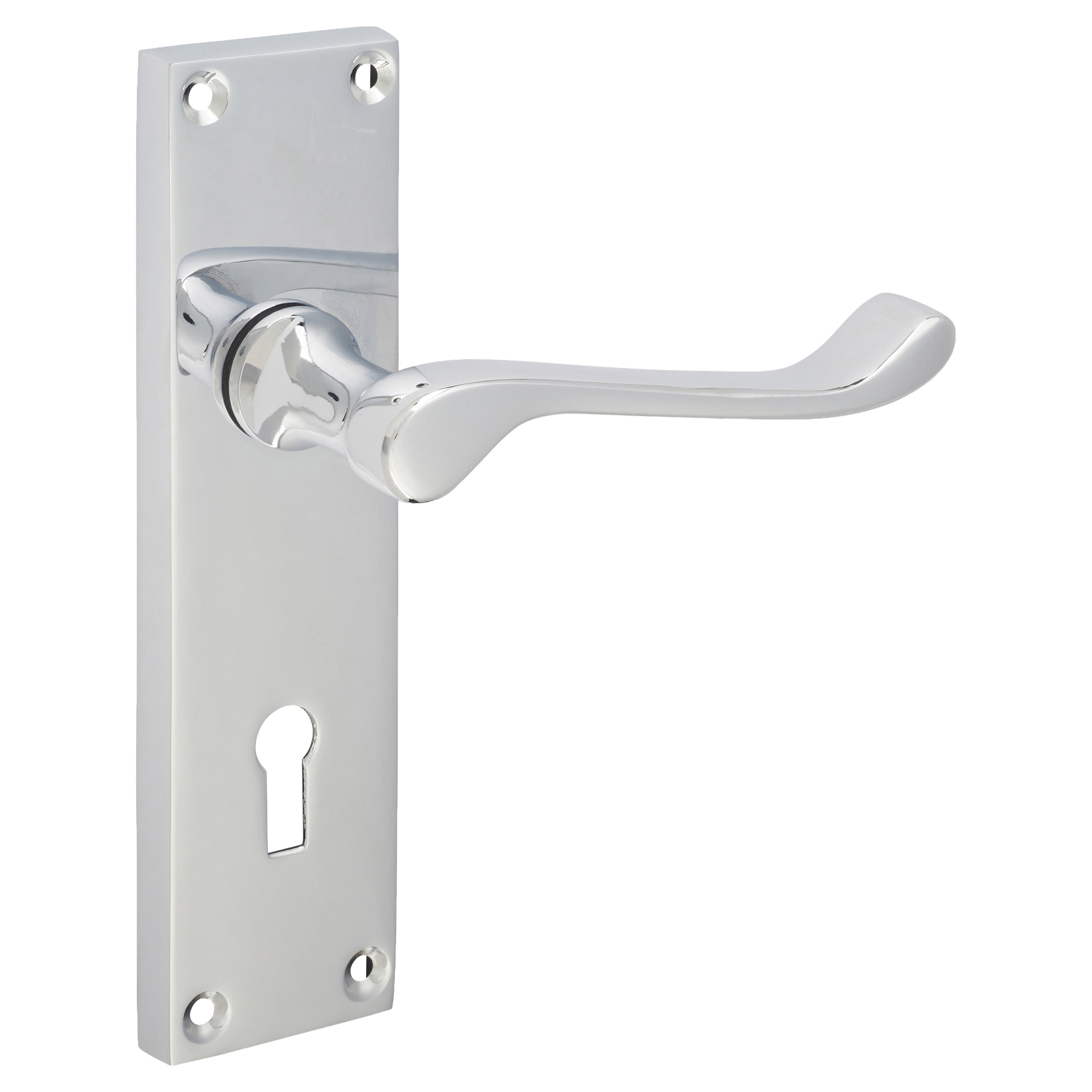 Polished Chrome Victorian Scroll Keyhole Lock Door Handles - 155 x 42mm - view 4