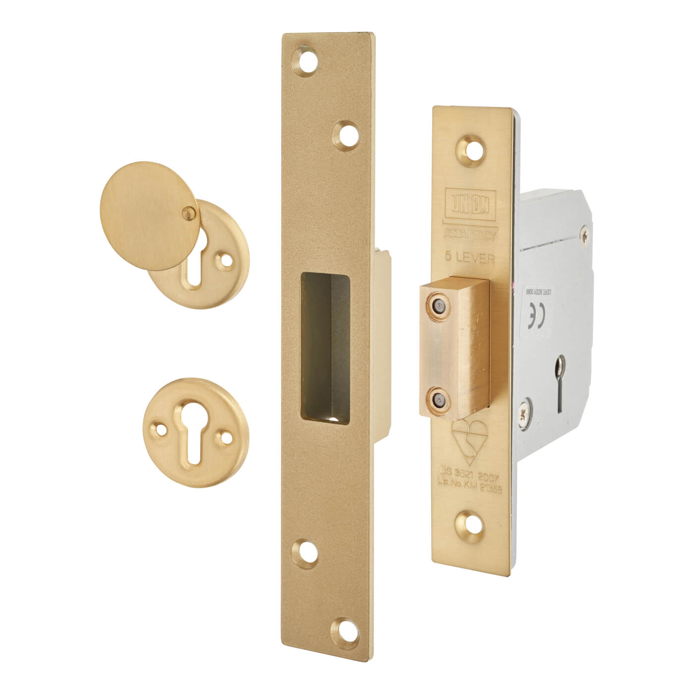 3G114E:2007 Heavy Duty 5 Lever Deadlock - 67mm Case - 40mm Backset - Pol Brass - view 2