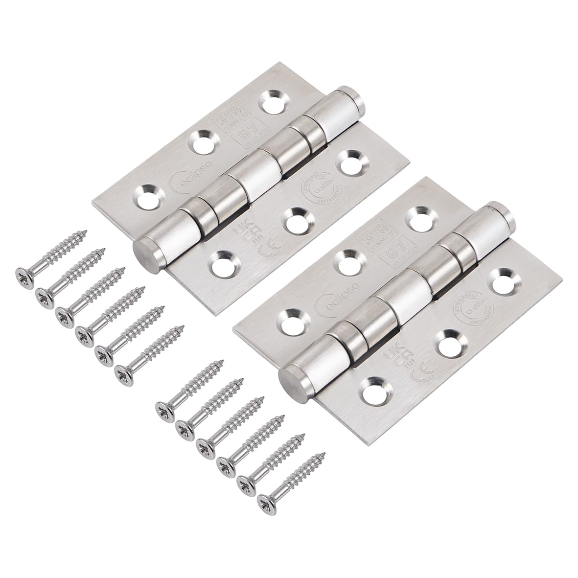 Ball Bearing Marine Grade Butt Fire Door Hinge - 76 x 51 x 2mm - Satin Stainless - Pair - view 2