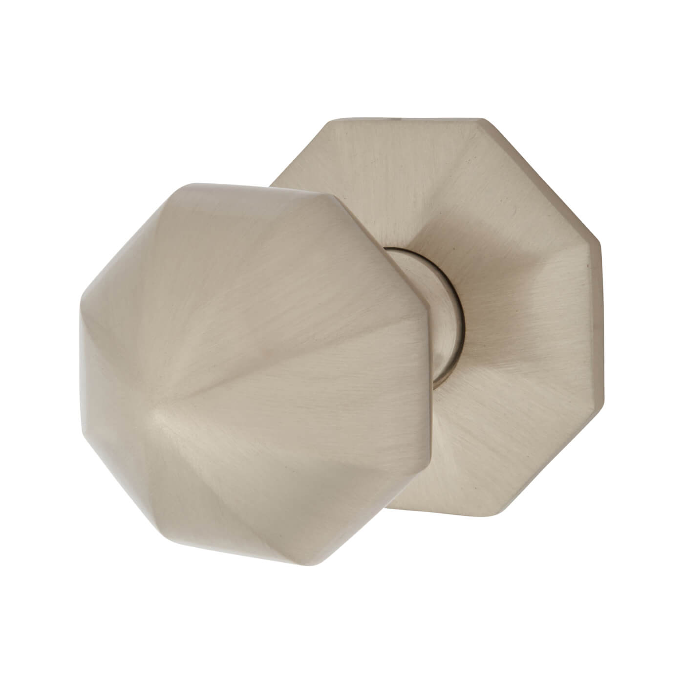 Marcus Satin Nickel Octagonal Centre Door Knob - 66mm Rose Diameter - view 2