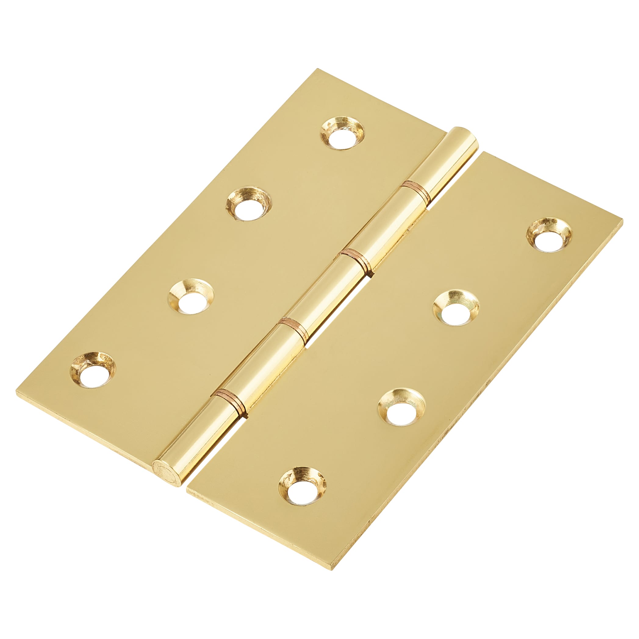 Double Phosphor Bronze Washered Butt Door Hinge - 100 x 75 x 2.5mm - Polished Brass - Pair - view 2