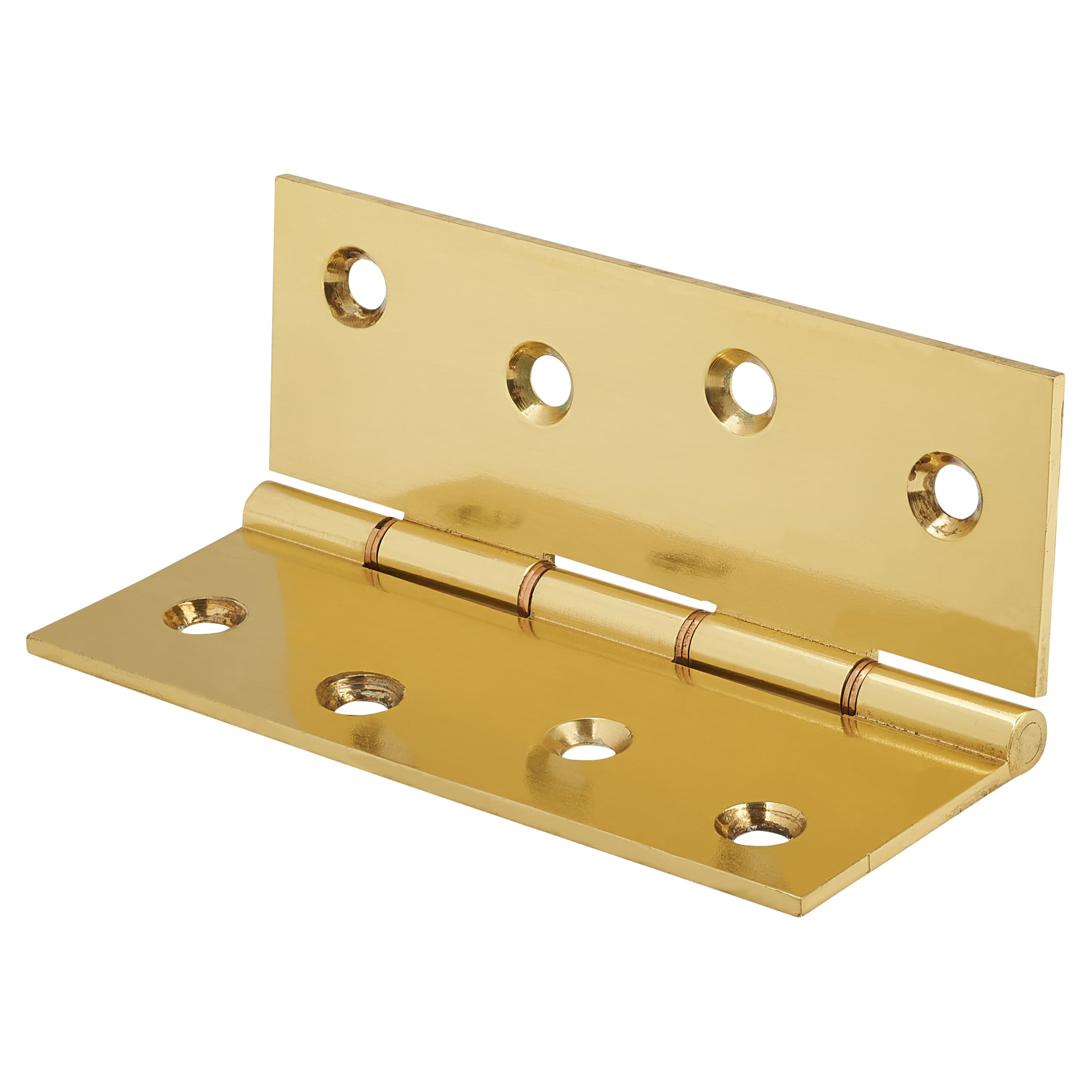 Double Phosphor Bronze Washered Butt Door Hinge - 100 x 75 x 2.5mm - Polished Brass - Pair - view 3