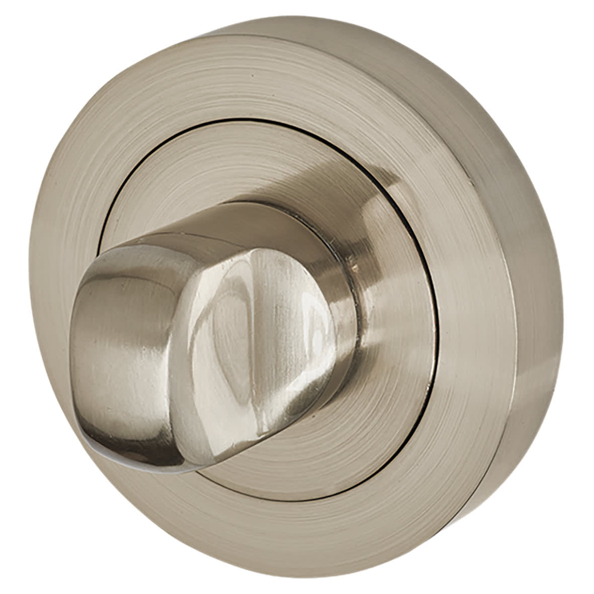 Satin Nickel Bathroom Lock Door Handles on Rose Pack - Ella Range - view 5