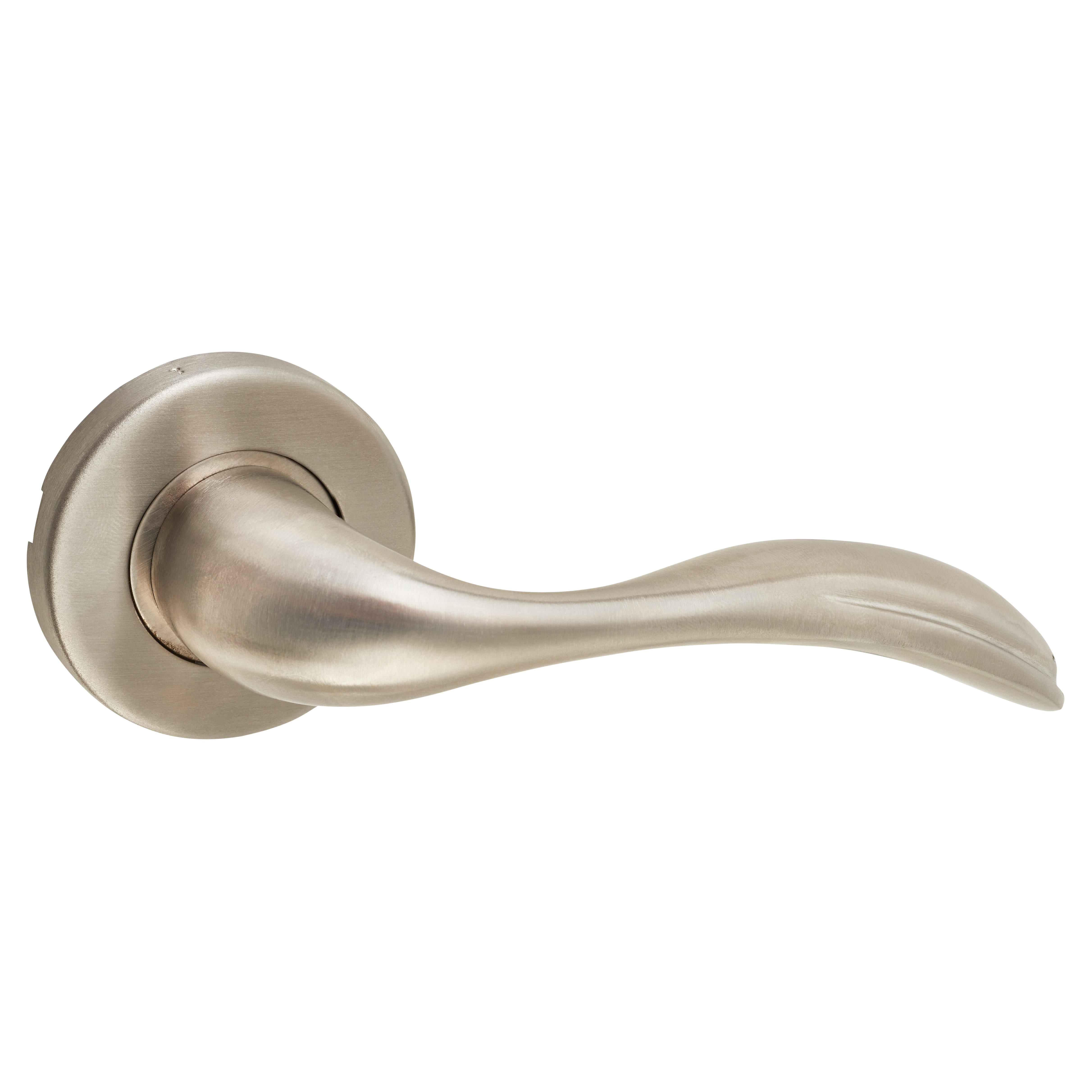 Satin Stainless Steel Door Handles on Round Rose - Swept 3 Range - view 3