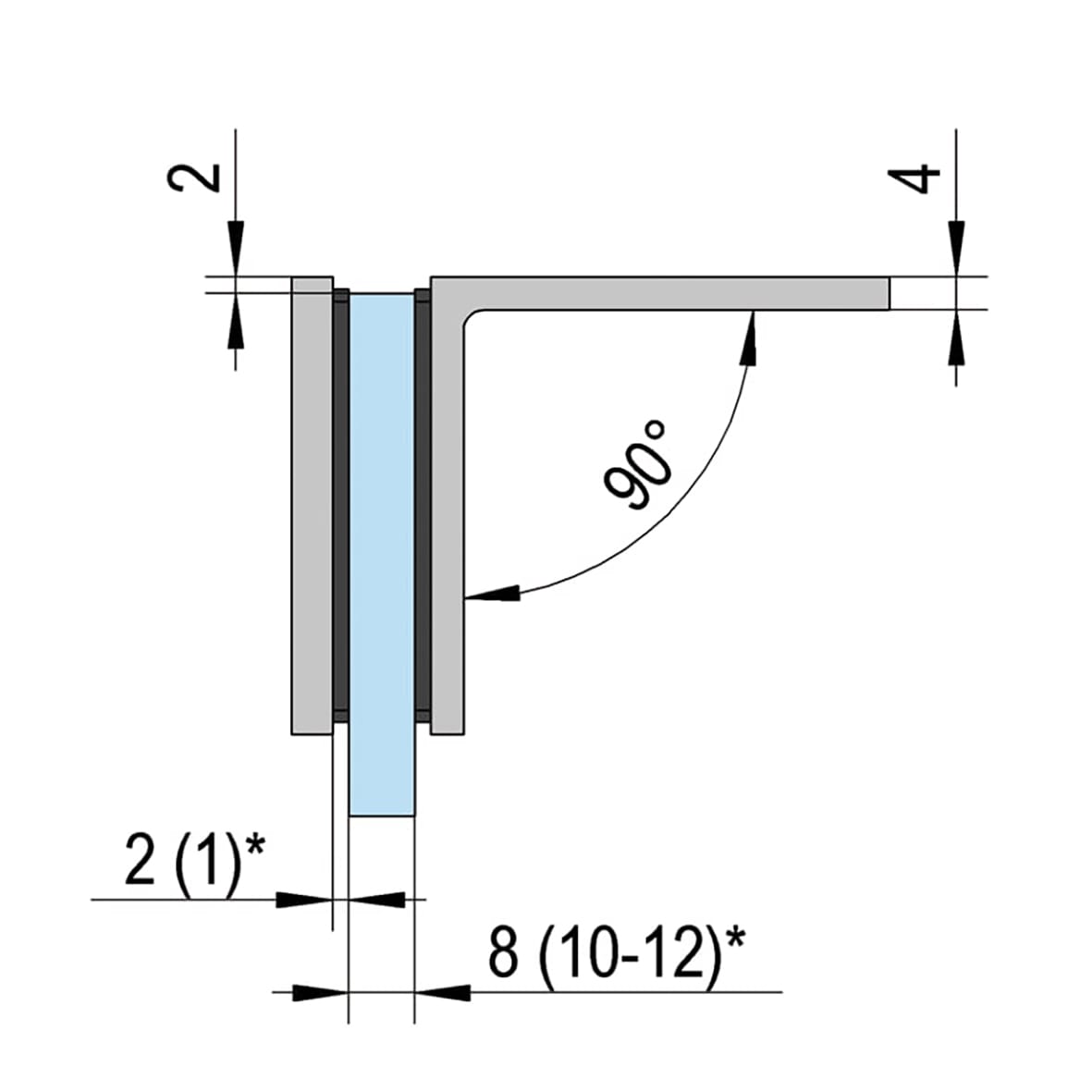Bilbao Glass Clamp - Wall Mount - 8-12mm Glass - Polished Chrome - view 4