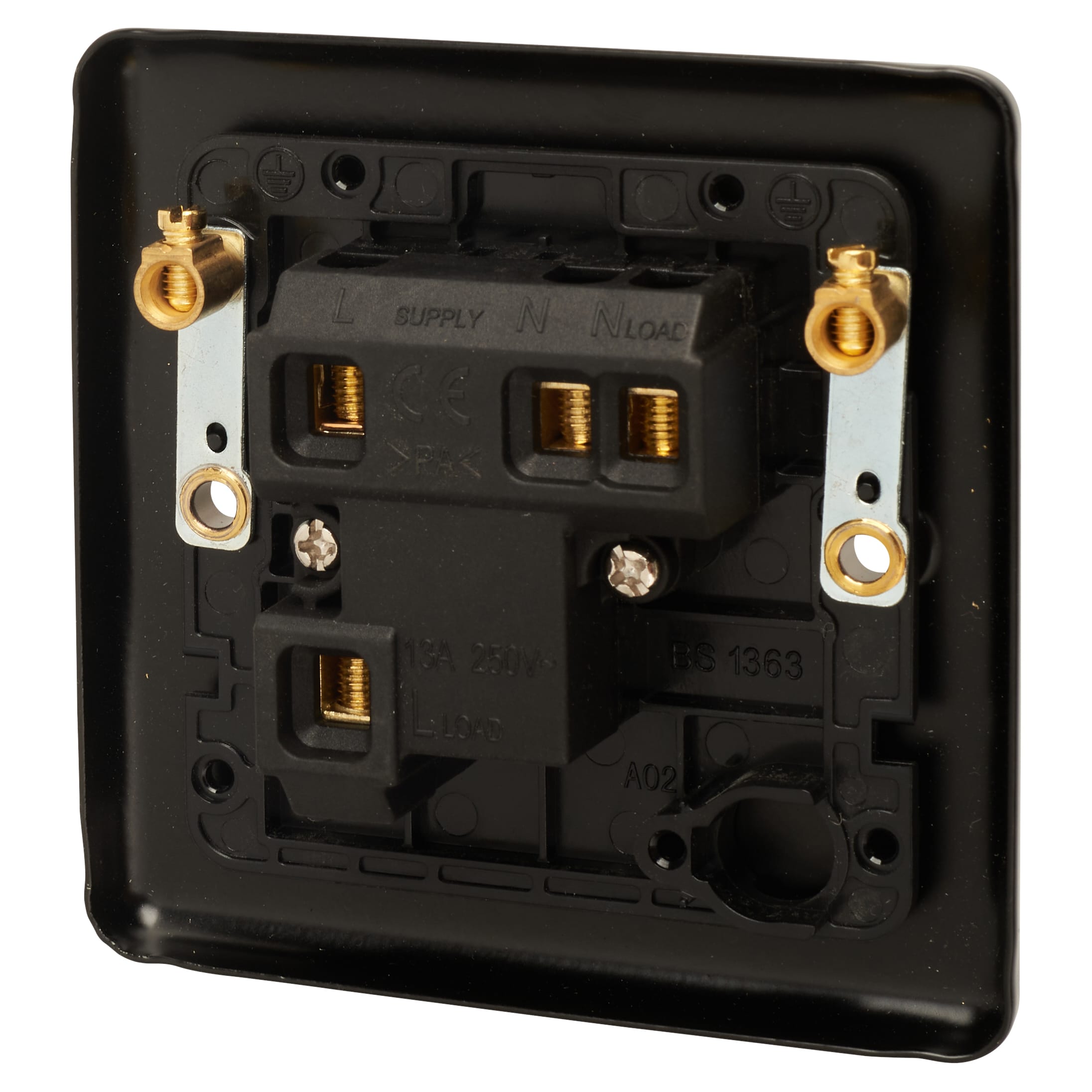 Enhance Decorative 13A 1 Gang Unswitched Fused Spur - Matt Black with Black Inserts - view 3