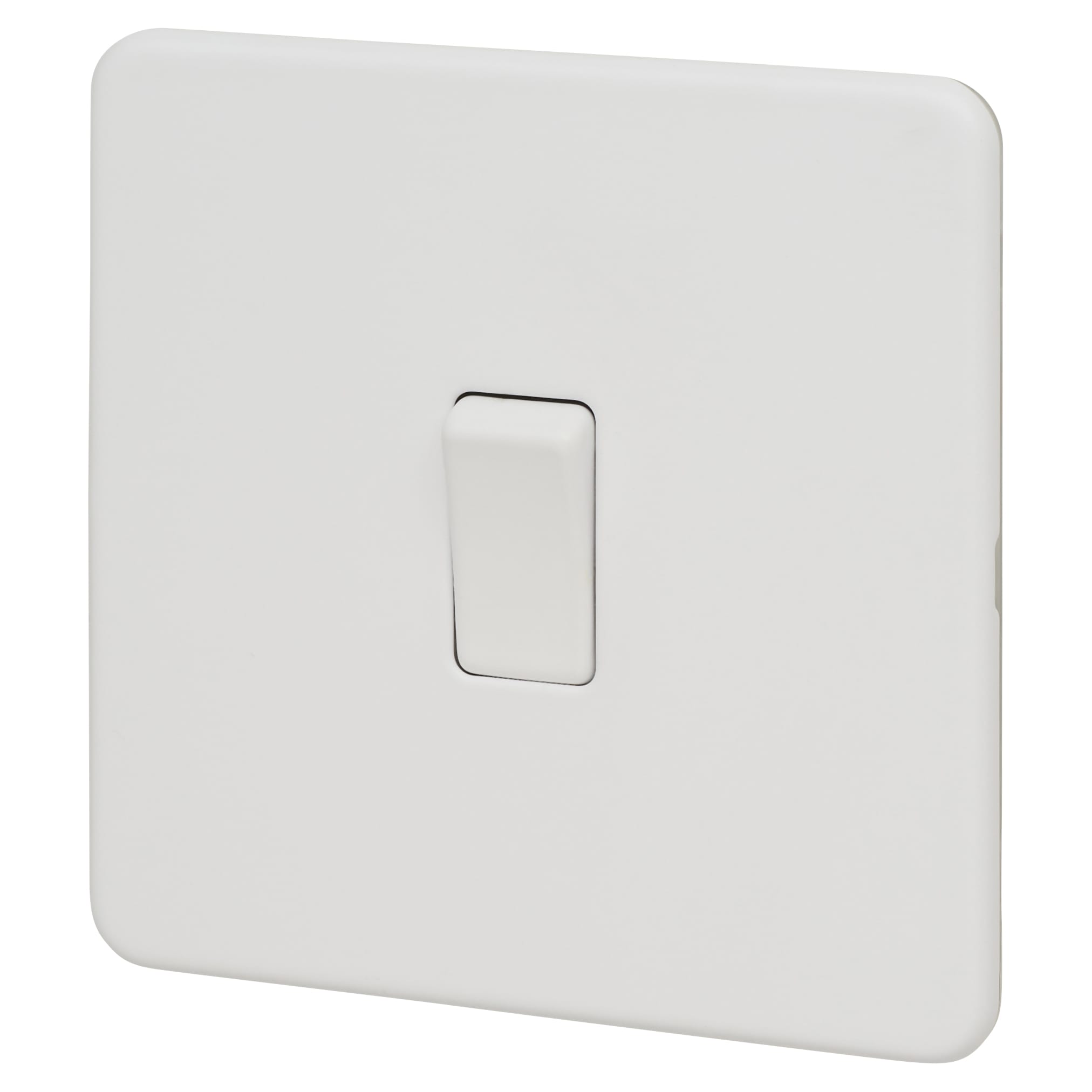 10AX 1 Gang 2 Way Screwless Flat Plate Light Switch - Matt White - view 2
