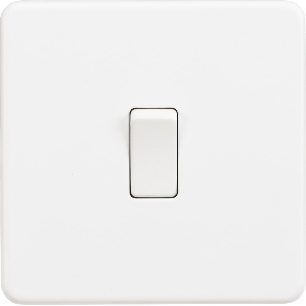 10AX 1 Gang 2 Way Screwless Flat Plate Light Switch - Matt White - view 4