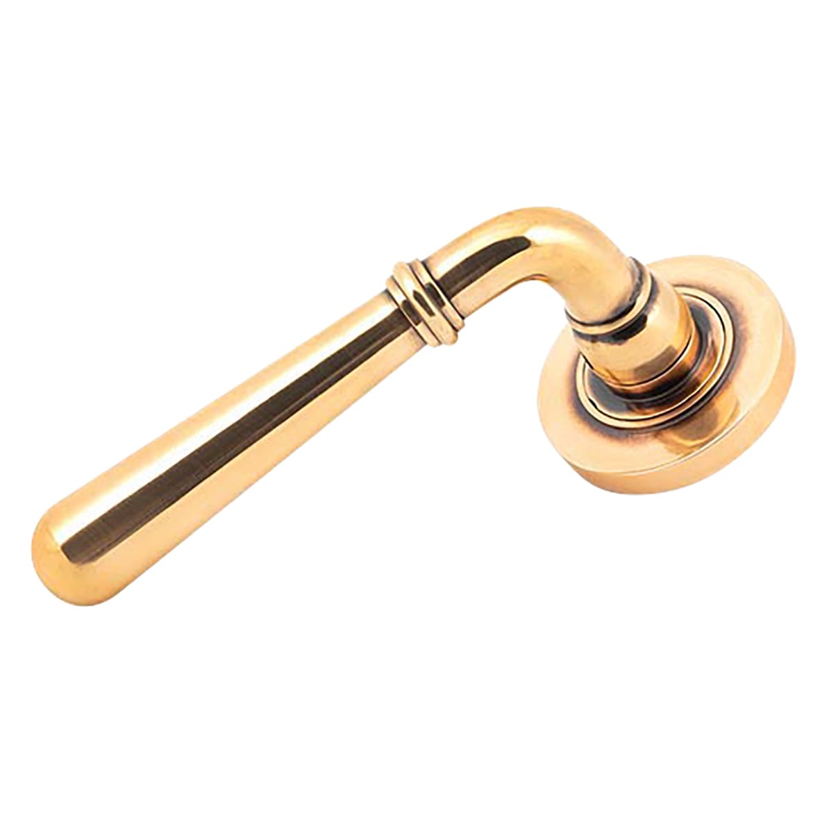Polished Bronze Door Handles on Round Screw On Rose - Newbury Range - view 2