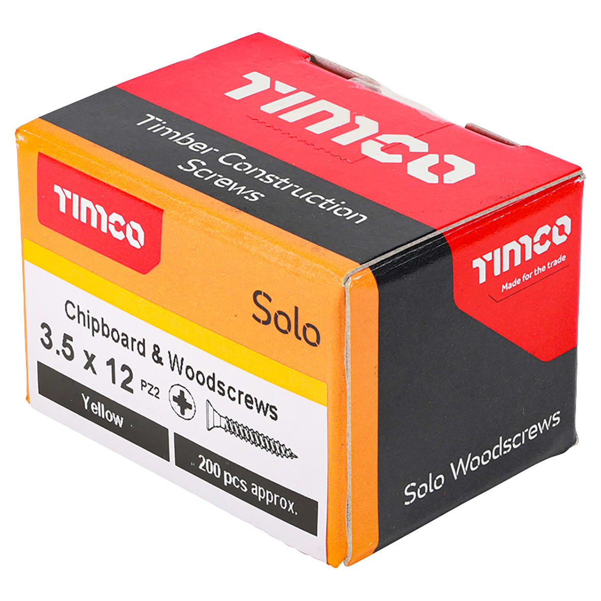 Solo Chippy Pozi Countersunk Wood Screws - 3.5 x 12mm - Yellow Zinc - Pack of 200 - view 4