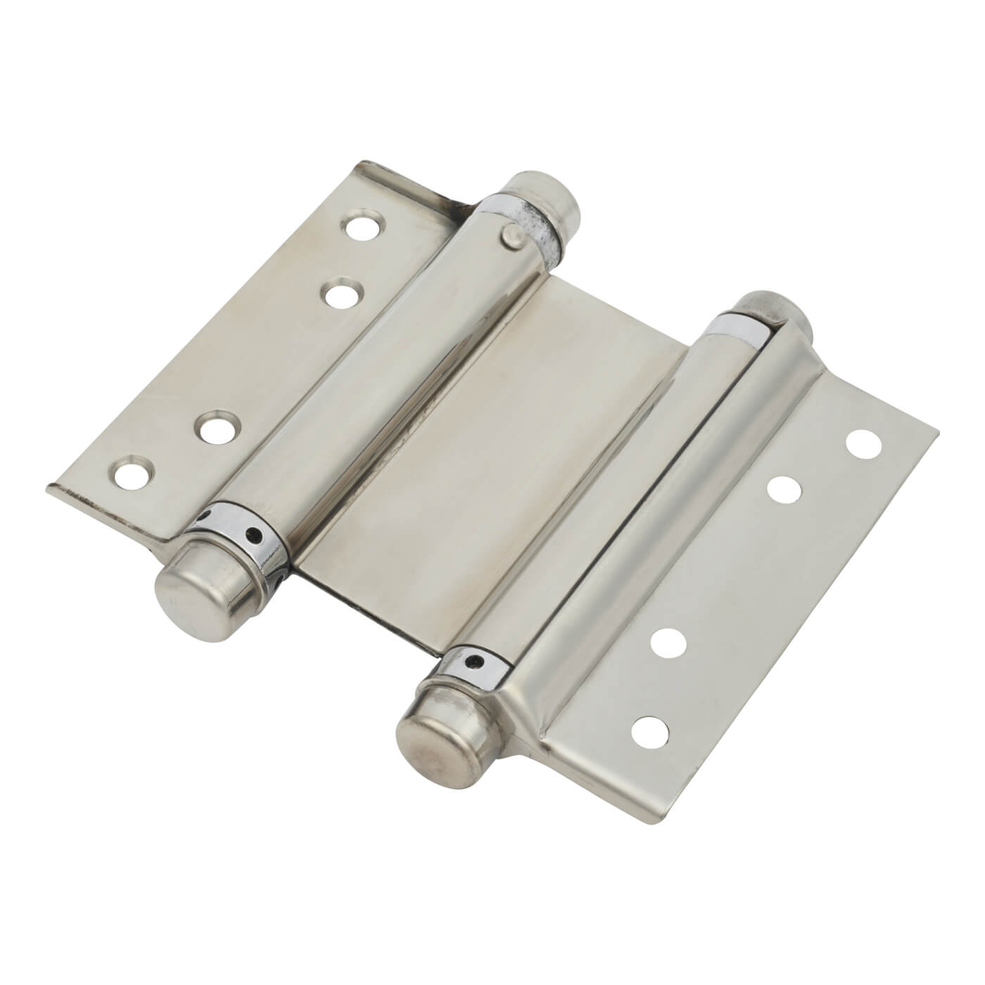 Double Action Self Closing Spring Hinge - 102mm Length - Polished Stainless Steel - Pair - view 2