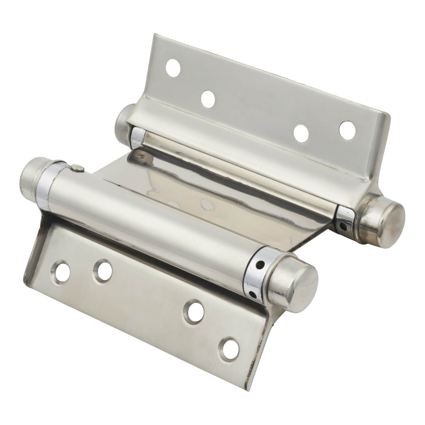 Double Action Self Closing Spring Hinge - 102mm Length - Polished Stainless Steel - Pair - view 3