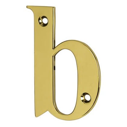 79mm Screw Fix Door Letter - b - Polished Brass Effect - view 2