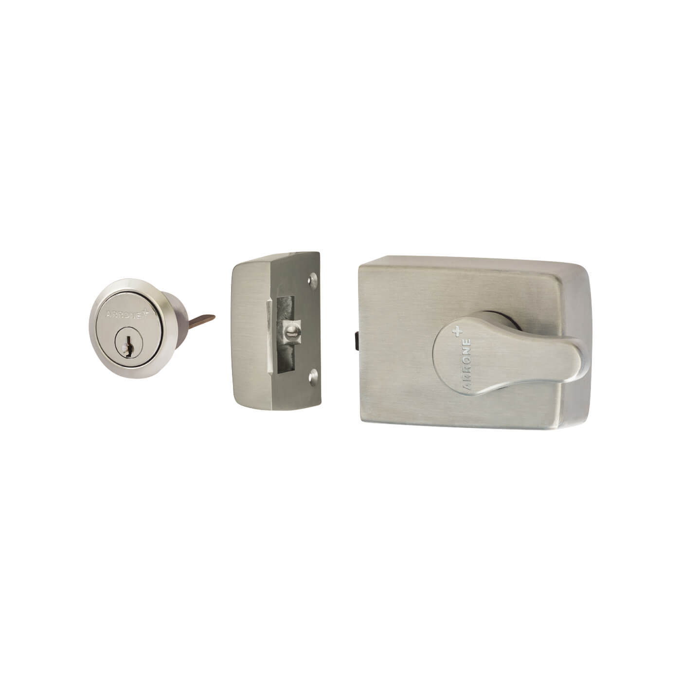 Roller Bolt Deadlocking Nightlatch - 60mm Backset - Satin Chrome Case/Cylinder - view 2