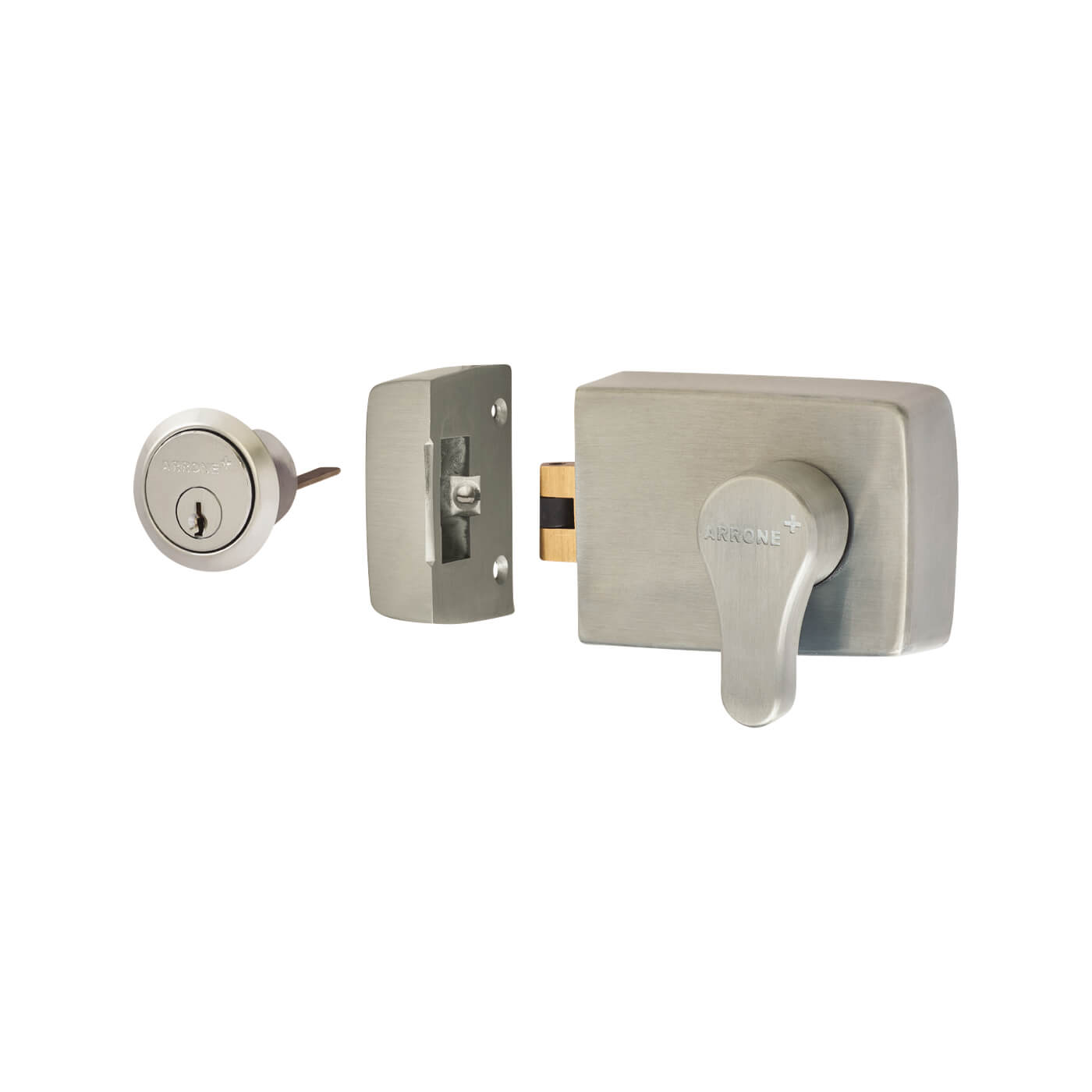 Roller Bolt Deadlocking Nightlatch - 60mm Backset - Satin Chrome Case/Cylinder - view 3