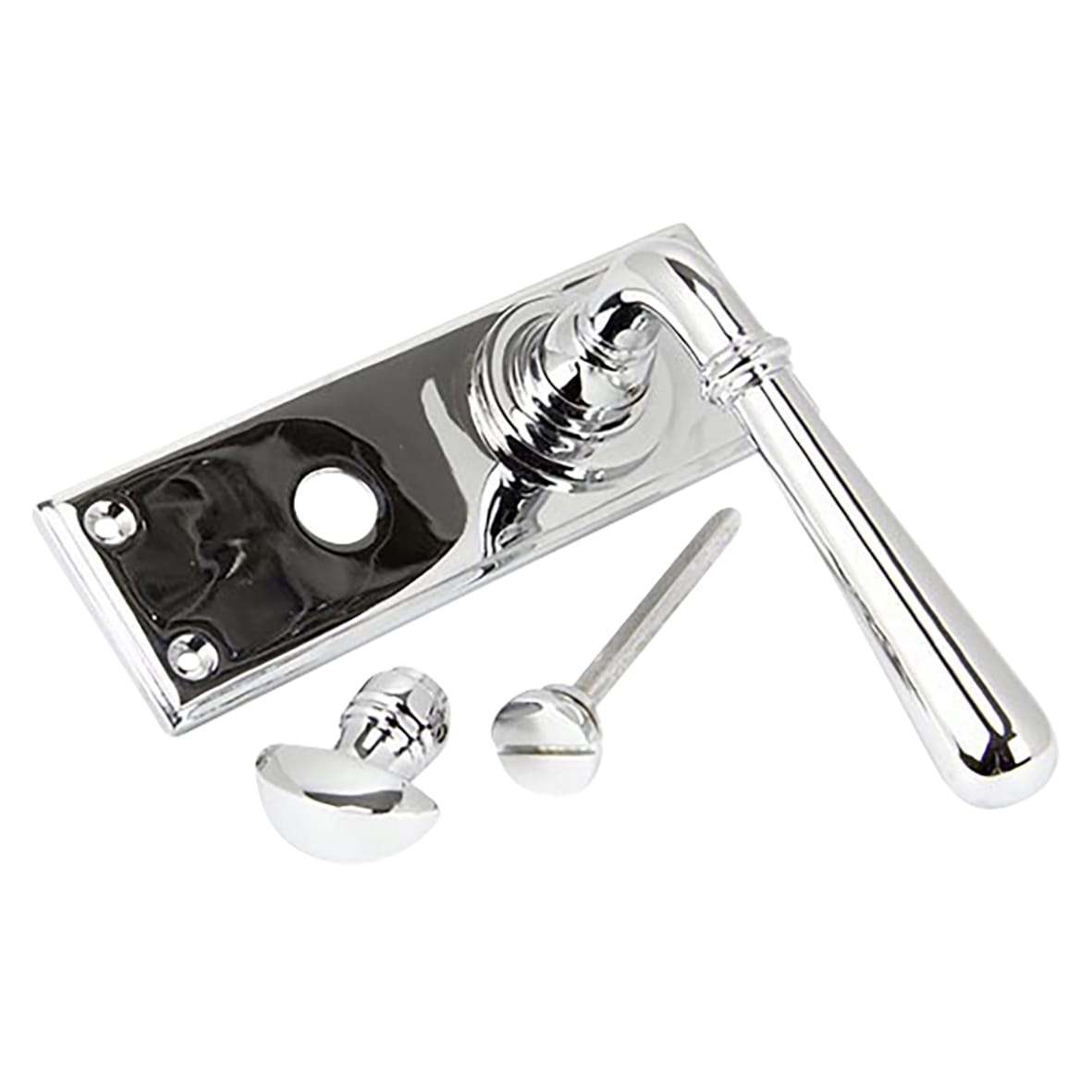 Polished Chrome Bathroom Door Handles - Newbury Range - 152 x 50mm - view 2