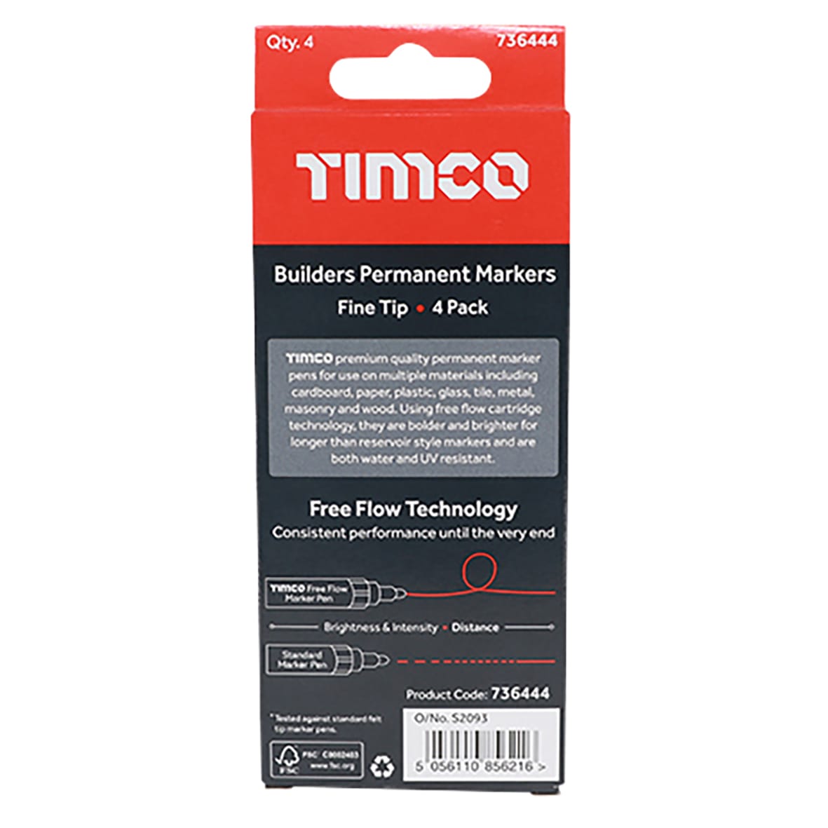 Builders Permanent Markers - Fine Tip - Multipack - Pack of 4 - view 3