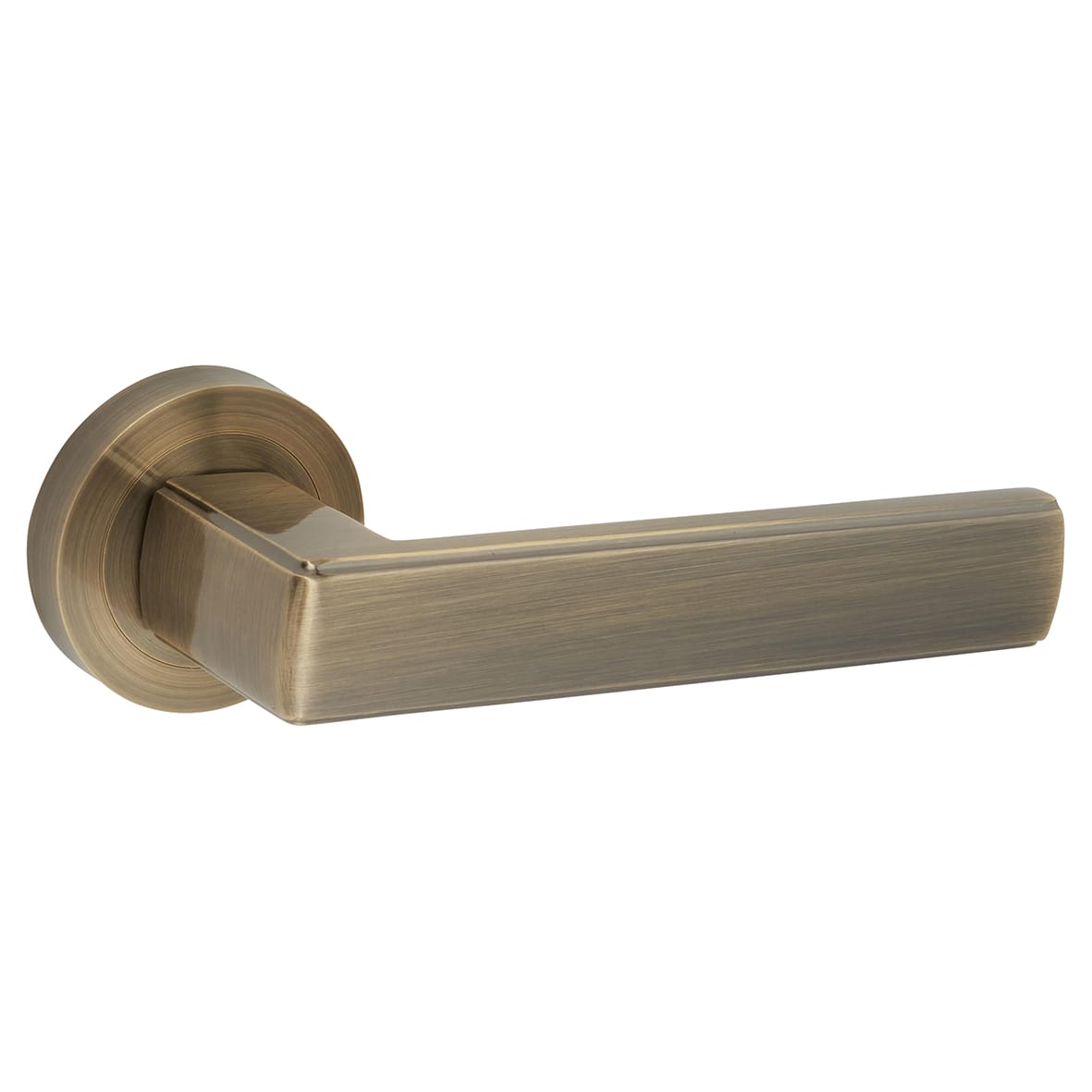 Antique Brass Door Handles on Round Rose - Zara Range - view 2