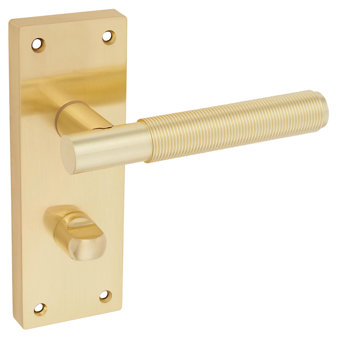 Satin Brass Reeded Bathroom Door Handles - Lily Range - 155 x 55mm - view 4