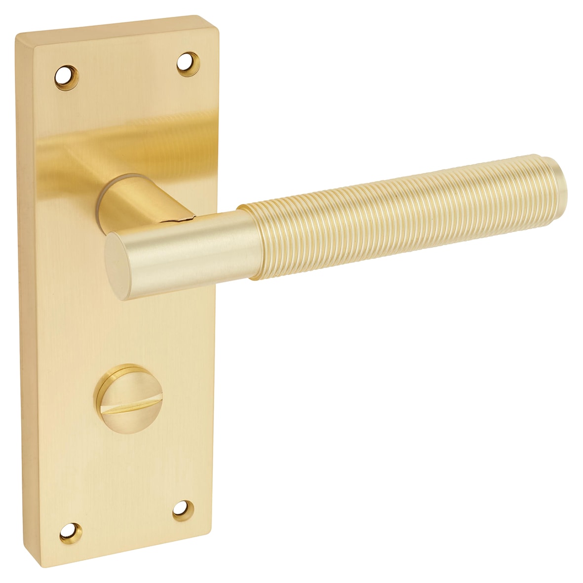 Satin Brass Reeded Bathroom Door Handles - Lily Range - 155 x 55mm - view 5