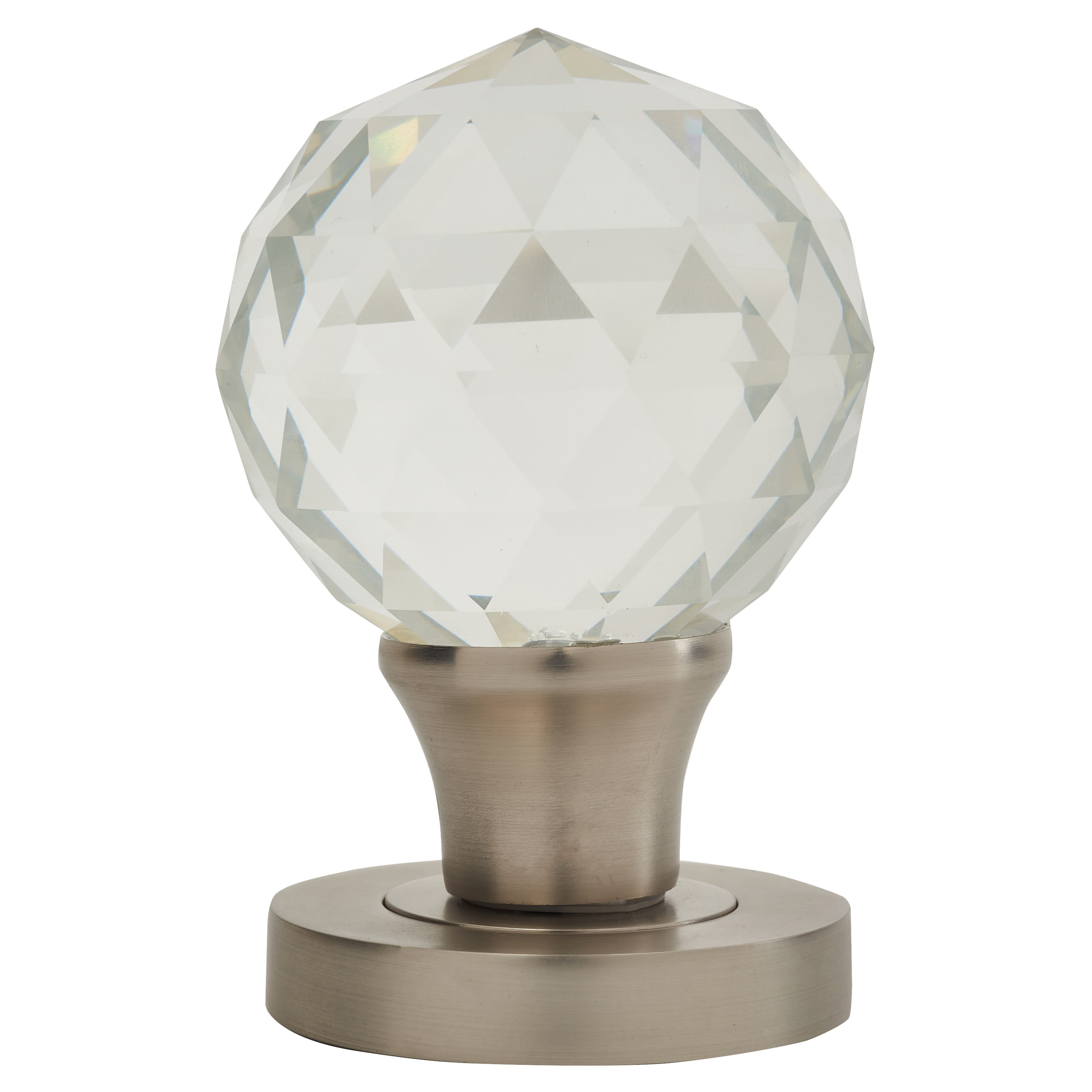 Satin Nickel Cut Glass Mortice Door Knob - 54mm Rose Diameter - view 2