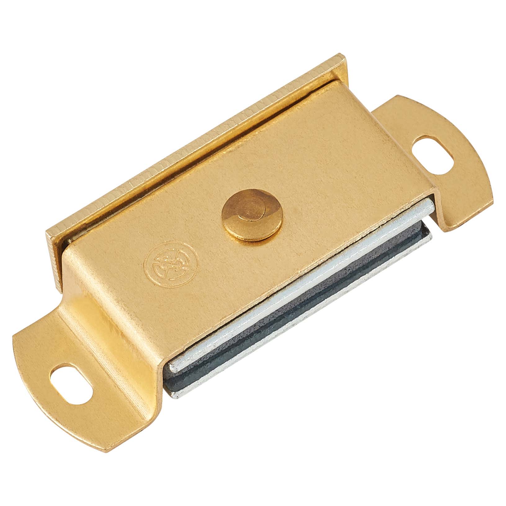 Magnetic Catch - 60 x 21 x 12mm - 6.kg Pull - Polished Brass - view 3