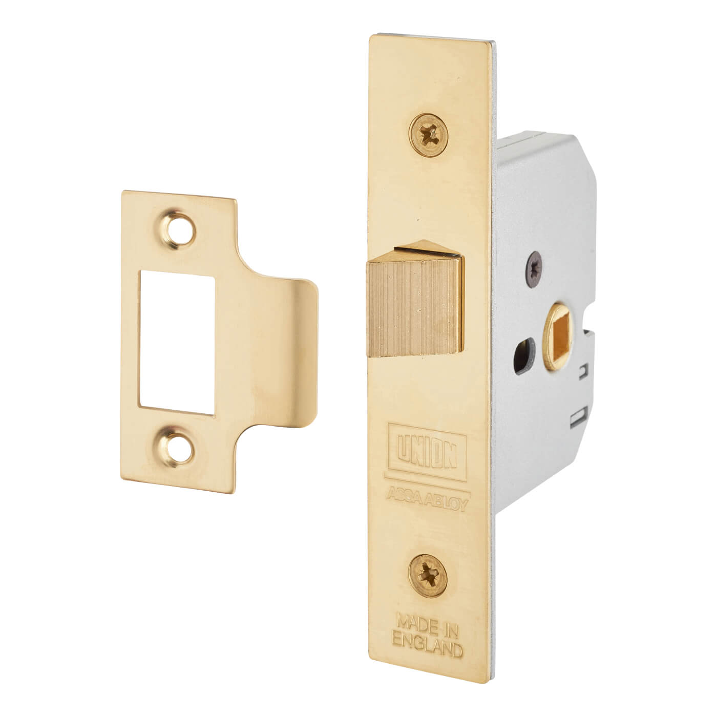 2677 Flat Pattern Bolt Through Mortice Latch - 65mm Case - 44mm Backset - Polished Brass - view 2