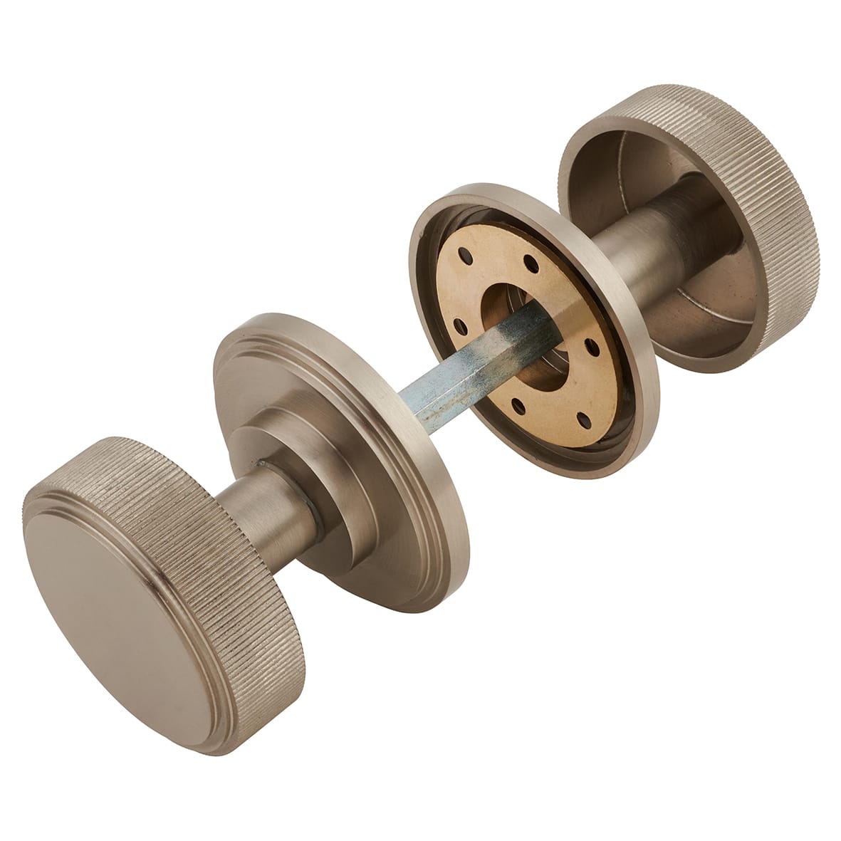 Satin Nickel Lines Mortice Door Knob - 62mm Rose Diameter - Riley Range - view 3