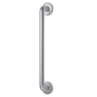 Satin Aluminium 19mm D-Bar Door Pull Handle on Rose - Screw Fix - 300mm Centres - view 2
