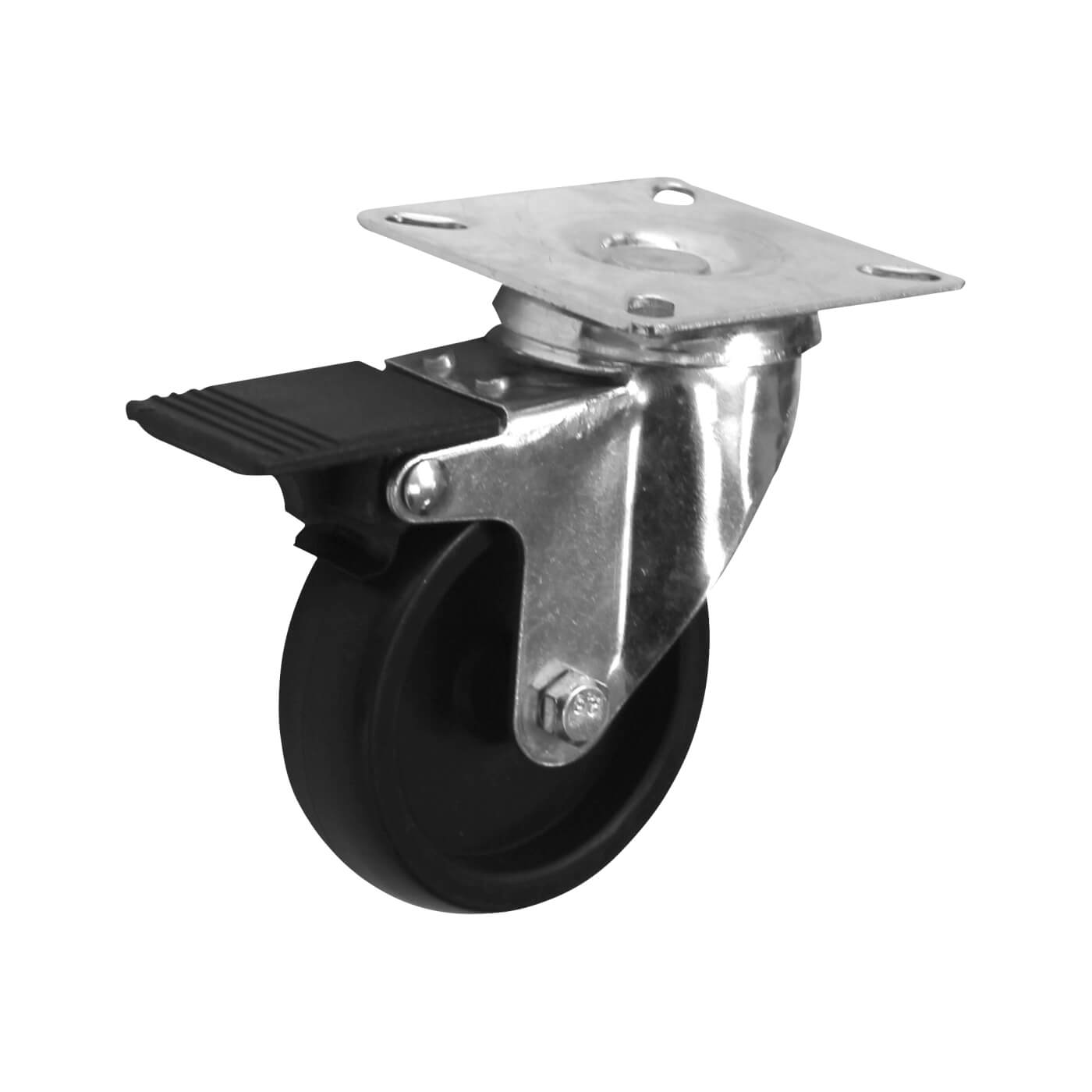 Castor - 2 x Swivel 2 x Swivel Braked - 165kg Max Weight - 75mm Diameter - Black - Pack of 4 - view 4