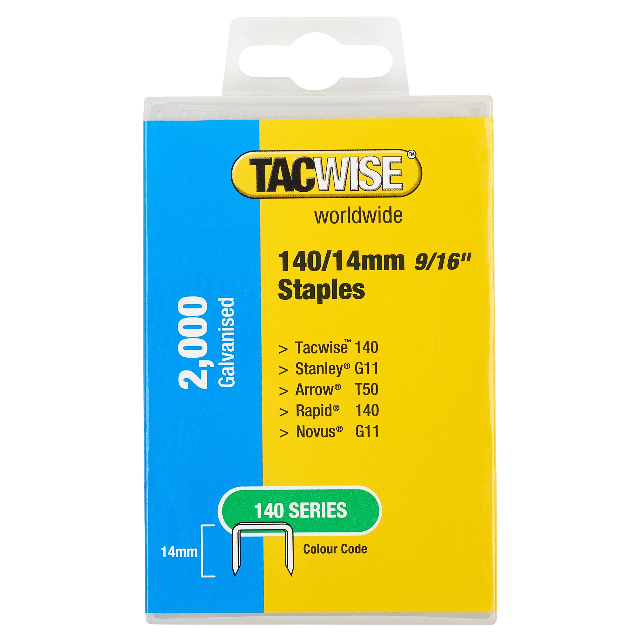 140 Series Staples (T50, G11, 140) - 14mm Length - Galvanised - Pack of 2000 - view 3