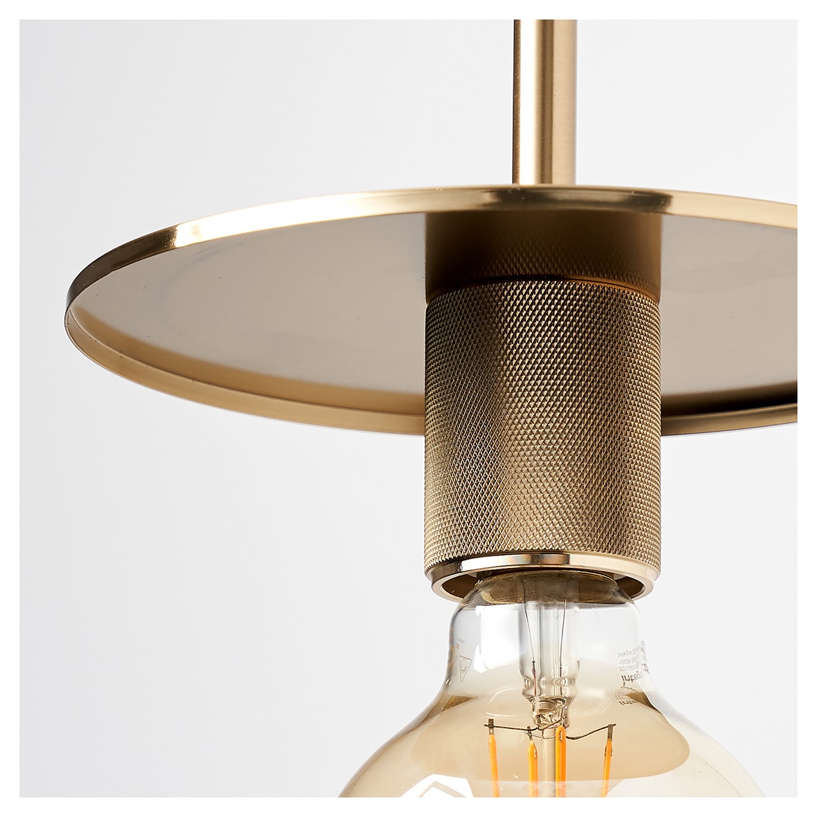 Savaneta Knurled Ceiling Light Pendant - Satin Brass Fittings and Plate - view 5