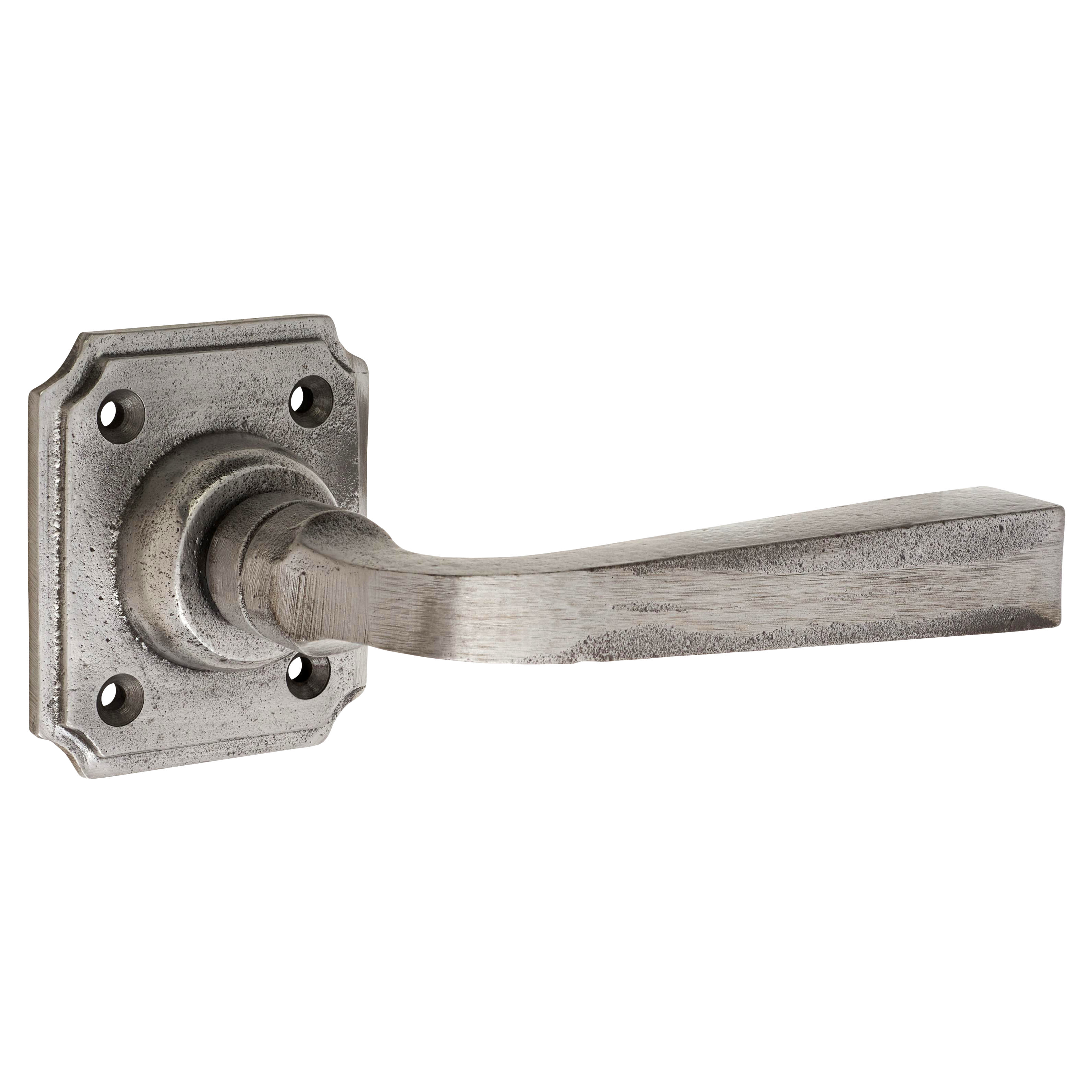Polished Iron Door Handles on Square Rose - Avon Range - view 2